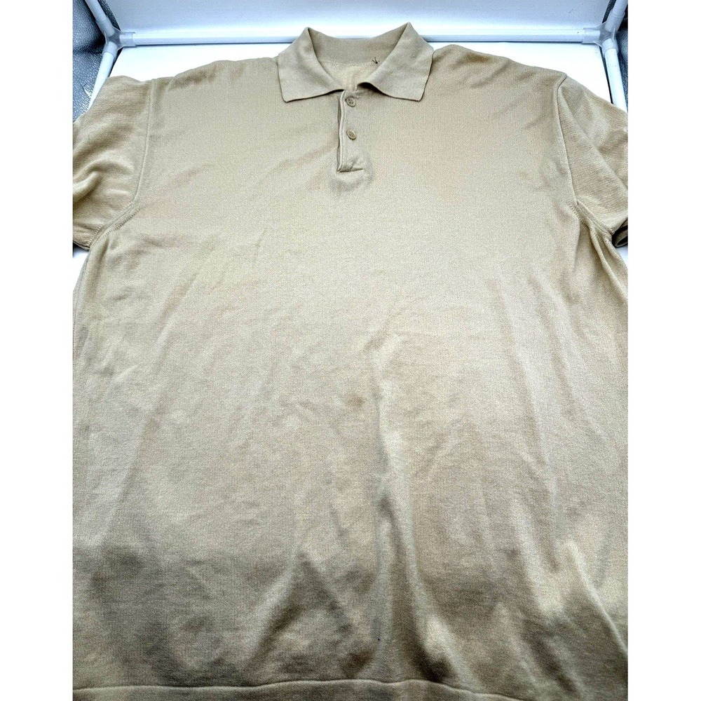 Mens 52 Short Sleeve Polo Shirt Beige Cotton Italy Read Straight Hem Jil Sander?